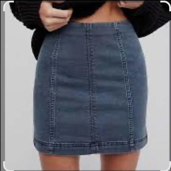 Free People Classic Blue Mini Skirt - Picture 2 of 12